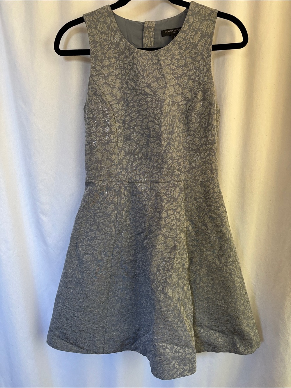 Banana Republic Silver Jacquard A-Line Mini Dress Size 0